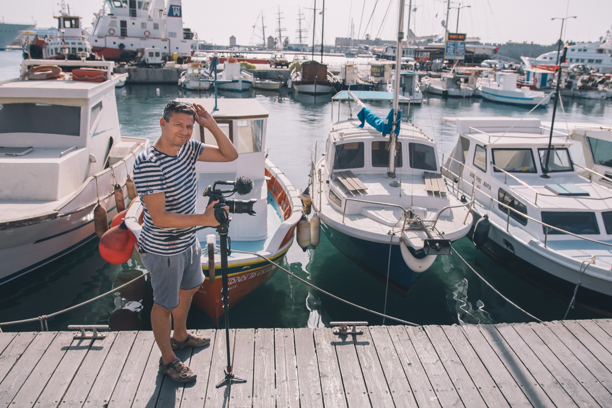 Sjoerd Banga op Rhodos aan het filmen